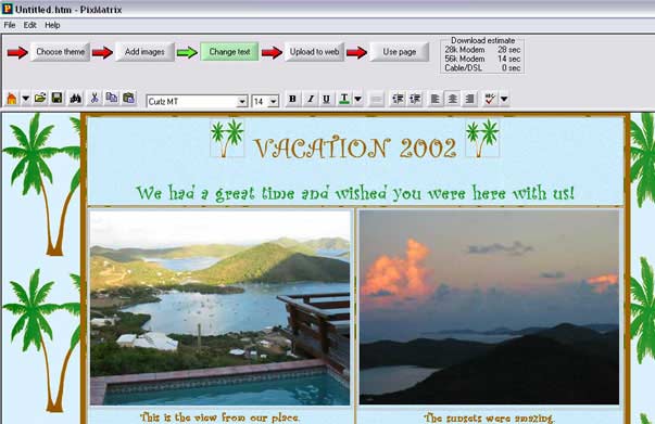 PixMatrix quickly creates web photo albums and web pages.